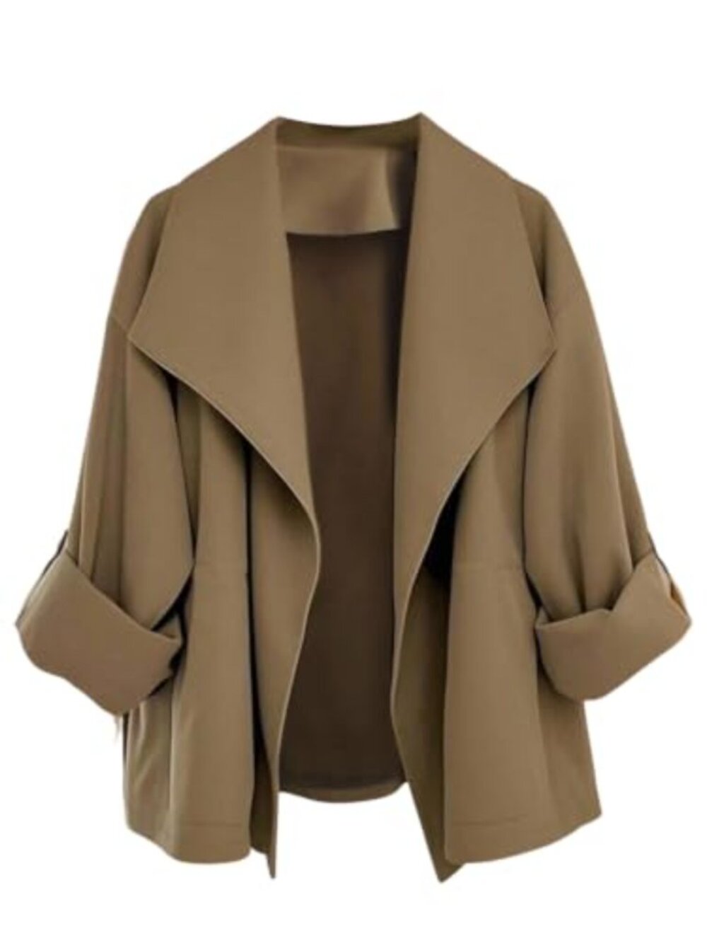 SOLY HUX Plus Size Lapel Collar Trench Coat Long Sleeve Lightweight Jacket with